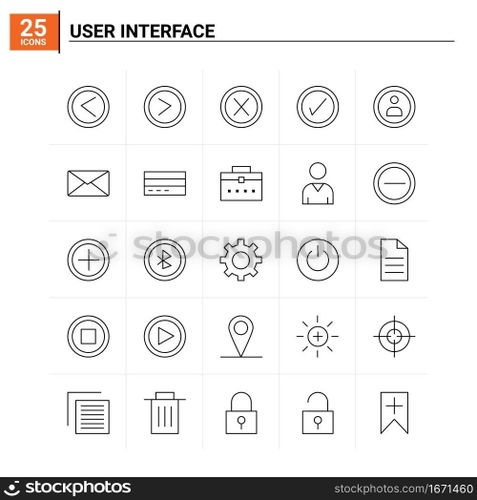 25 User Interface icon set. vector background