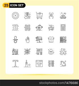 25 User Interface Line Pack of modern Signs and Symbols of car, city, buy, chart, grid Editable Vector Design Elements