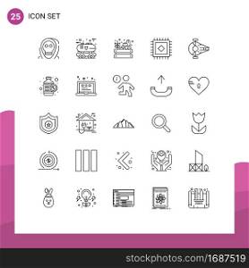 25 User Interface Line Pack of modern Signs and Symbols of fighter, rug, oil, carpet, food Editable Vector Design Elements