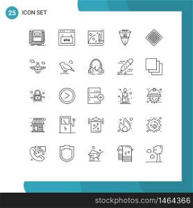 25 User Interface Line Pack of modern Signs and Symbols of funnel, filtering, page, filter, marketing Editable Vector Design Elements