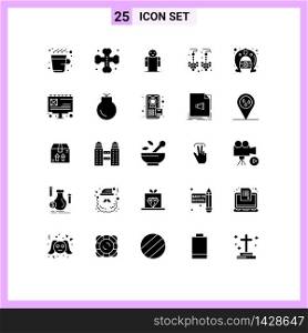 25 User Interface Solid Glyph Pack of modern Signs and Symbols of fortune, day, arms, jewelry, drop Editable Vector Design Elements