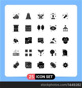 25 User Interface Solid Glyph Pack of modern Signs and Symbols of arrow, rating, quran, employee, eid Editable Vector Design Elements