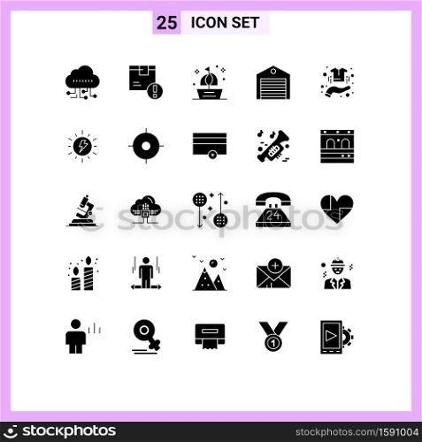 25 User Interface Solid Glyph Pack of modern Signs and Symbols of shipping, order, boat, logistic, summer Editable Vector Design Elements