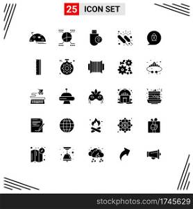 25 User Interface Solid Glyph Pack of modern Signs and Symbols of group, event, statistics, celebration, signal Editable Vector Design Elements
