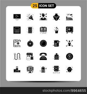 25 User Interface Solid Glyph Pack of modern Signs and Symbols of carpet, calculator, profile, train, electric Editable Vector Design Elements