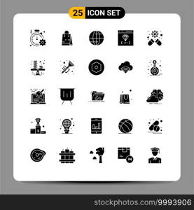 25 User Interface Solid Glyph Pack of modern Signs and Symbols of capsule, develop, shop, coding, app Editable Vector Design Elements