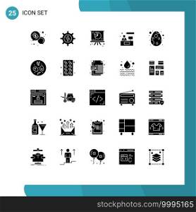 25 User Interface Solid Glyph Pack of modern Signs and Symbols of decoration, discussion, power, consulting, presentation Editable Vector Design Elements