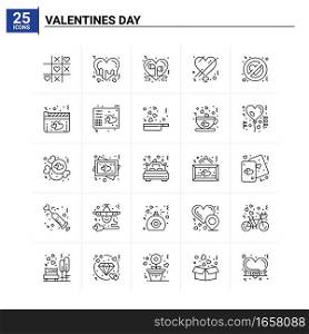 25 Valentines Day icon set. vector background