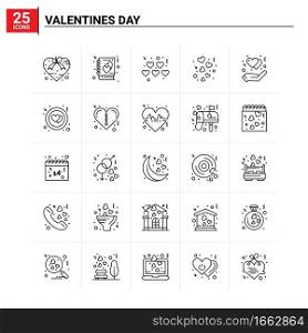 25 Valentines Day icon set. vector background