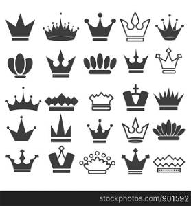 25 Vector crown icons set, stock vector illustration