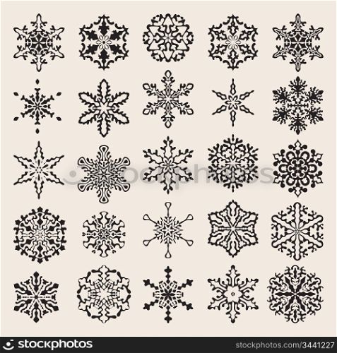 25 Vector Snowflakes Set