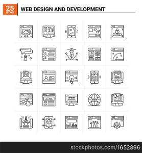 25 Web Design And Development icon set. vector background
