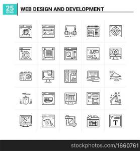 25 Web Design And Development icon set. vector background