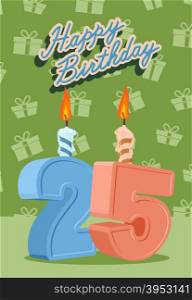 25 years celebration, 25nd happy birthday. Vector illustration