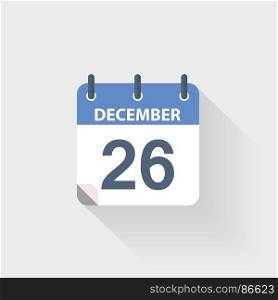 26 december calendar icon. 26 december calendar icon on grey background