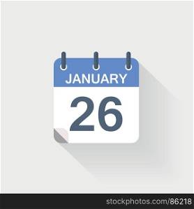 26 january calendar icon. 26 january calendar icon on grey background