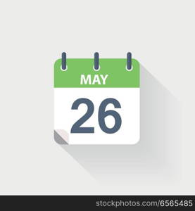 26 may calendar icon. 26 may calendar icon on grey background