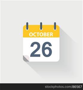 26 october calendar icon. 26 october calendar icon on grey background