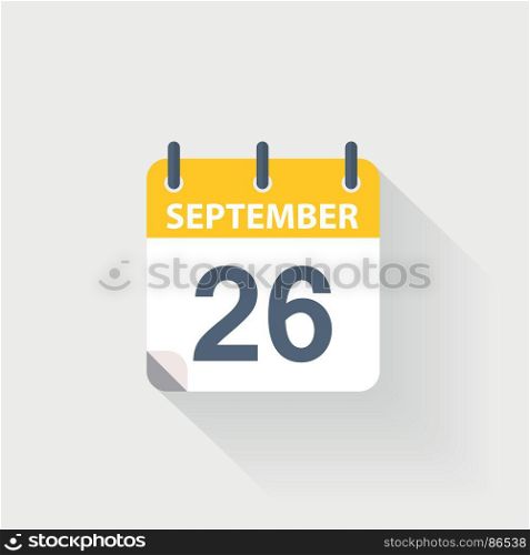 26 september calendar icon. 26 september calendar icon on grey background
