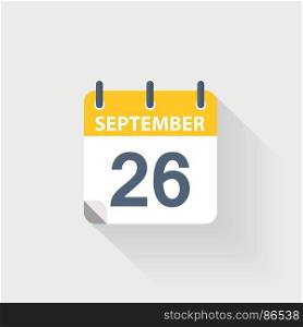 26 september calendar icon. 26 september calendar icon on grey background