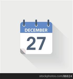 27 december calendar icon. 27 december calendar icon on grey background