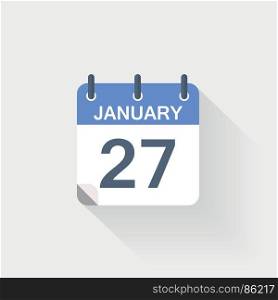 27 january calendar icon. 27 january calendar icon on grey background
