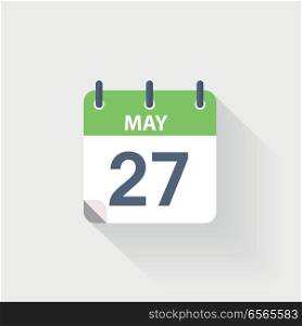 27 may calendar icon. 27 may calendar icon on grey background