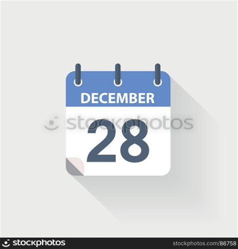 28 december calendar icon. 28 december calendar icon on grey background