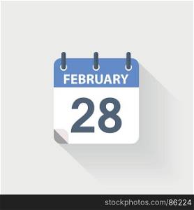 28 february calendar icon. 28 february calendar icon on grey background
