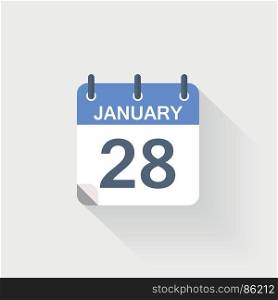 28 january calendar icon. 28 january calendar icon on grey background