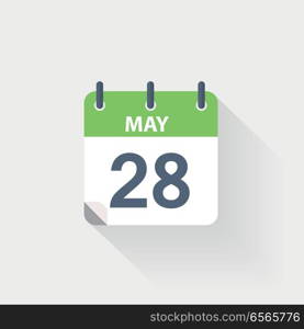 28 may calendar icon. 28 may calendar icon on grey background