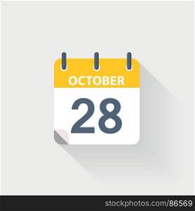 28 october calendar icon. 28 october calendar icon on grey background