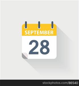 28 september calendar icon. 28 september calendar icon on grey background