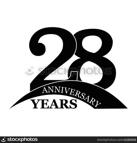 28 years anniversary, flat simple design, logo