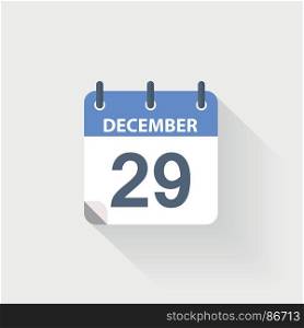 29 december calendar icon. 29 december calendar icon on grey background