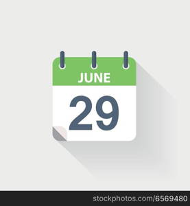 29 june calendar icon. 29 june calendar icon on grey background