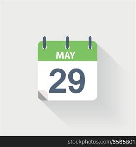 29 may calendar icon. 29 may calendar icon on grey background