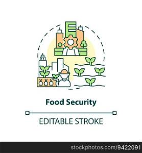 2D customizable food security icon representing vertical farming and hydroponics concept, isolated vector, thin line illustration.. Thin line editable food security icon concept