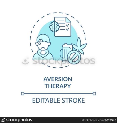 2D editable aversion therapy blue thin line icon concept, isolated vector, monochromatic illustration representing behavioral therapy.. 2D aversion therapy blue line icon concept