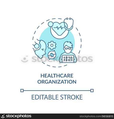 2D editable blue healthcare organization icon, simple isolated vector, AI engineer thin line monochromatic illustration. 2D blue thin line icon healthcare organization concept