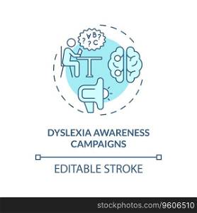 2D editable blue icon dyslexia awareness campaigns concept, simple isolated vector, dyslexia thin line illustration.. 2D blue line icon dyslexia awareness campaigns concept