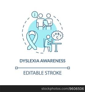 2D editable blue icon dyslexia awareness concept, simple isolated vector, dyslexia thin line illustration.. 2D blue line icon dyslexia awareness concept