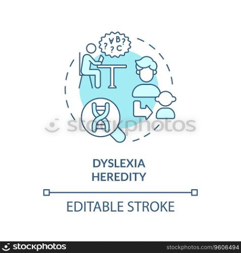 2D editable blue icon dyslexia heredity concept, simple isolated vector, dyslexia thin line illustration.. 2D blue line icon dyslexia heredity concept