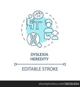 2D editable blue icon dyslexia heredity concept, simple isolated vector, dyslexia thin line illustration.. 2D blue line icon dyslexia heredity concept