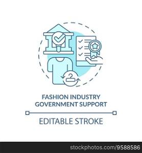 2D editable blue icon fashion industry government support concept, monochromatic isolated vector, sustainable fashion thin line illustration.. 2D line icon fashion industry government support concept