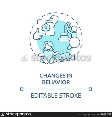 2D editable changes in behavior blue thin line icon concept, isolated vector, monochromatic illustration representing behavioral therapy.. 2D changes in behavior blue line icon concept