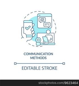2D editable communications methods thin line blue icon concept, isolated vector, monochromatic illustration representing online therapy.. 2D communications methods linear icon concept