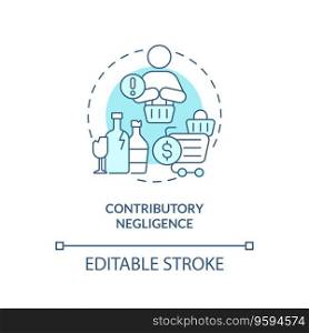 2D editable contributory negligence thin line icon concept, isolated vector, blue illustration representing product liability.. 2D contributory negligence blue line icon concept