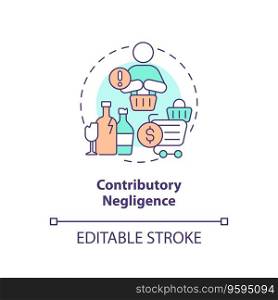 2D editable contributory negligence thin line icon concept, isolated vector, multicolor illustration representing product liability.. 2D customizable contributory negligence line icon concept