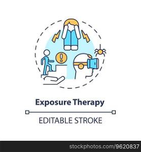 2D editable exposure therapy thin line icon concept, isolated vector, multicolor illustration representing behavioral therapy.. 2D customizable exposure therapy line icon concept